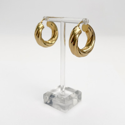 Gold Milor Italy Twisted Hoop Earrings