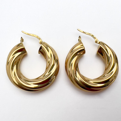 Gold Milor Italy Twisted Hoop Earrings