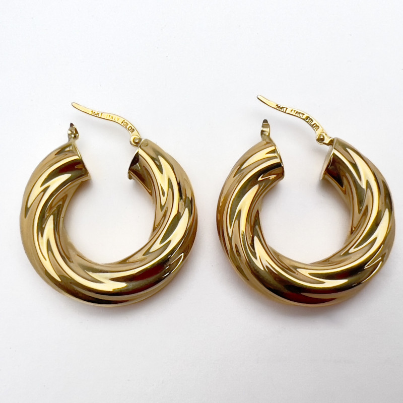 Gold Milor Italy Twisted Hoop Earrings