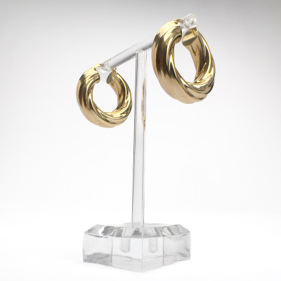 Gold Milor Italy Twisted Hoop Earrings