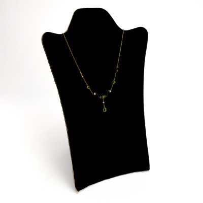 Gold, Peridot, and Pearl Lavalier Necklace