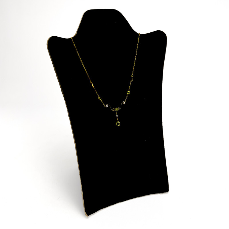 Gold, Peridot, and Pearl Lavalier Necklace