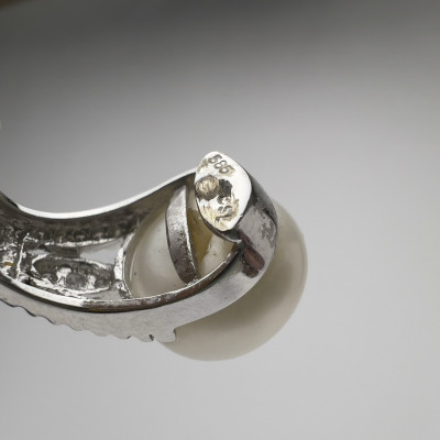 Gold, Pave Diamond and Pearl Earrings