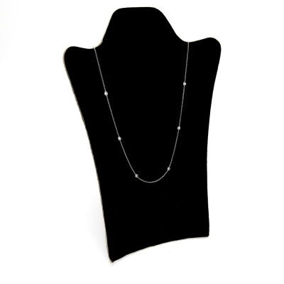 White Gold and Diamond Station Necklace