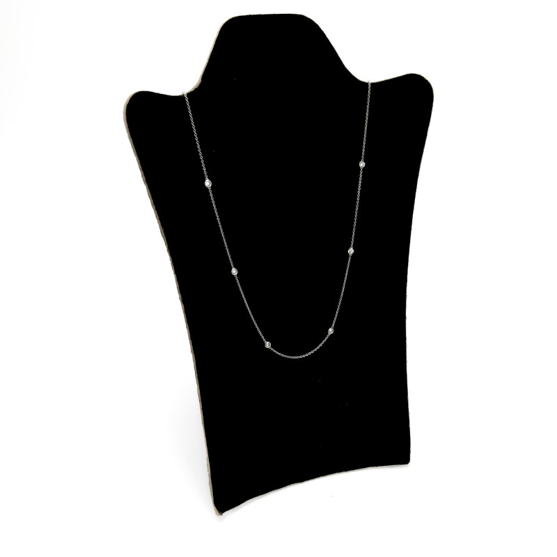 White Gold and Diamond Station Necklace