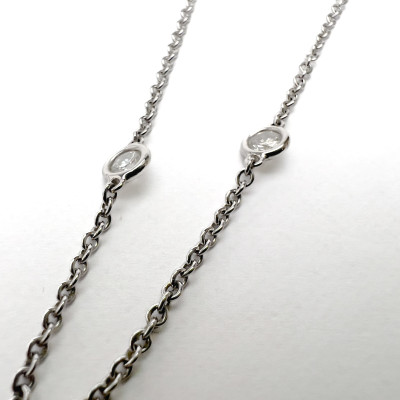 White Gold and Diamond Station Necklace