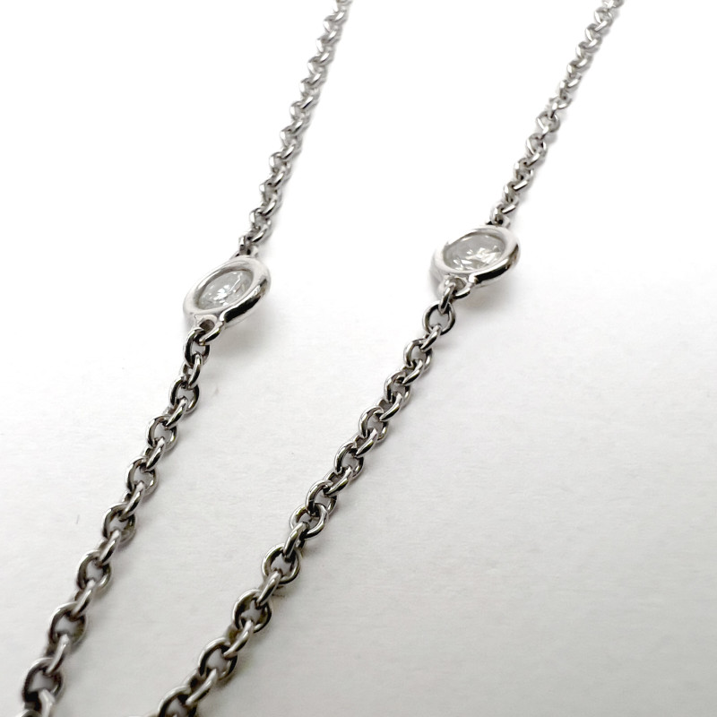 White Gold and Diamond Station Necklace