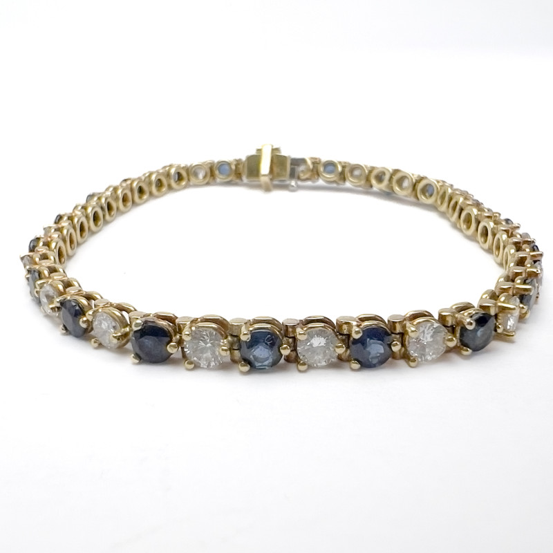 Diamond and Sapphire Gold Tennis Bracelet