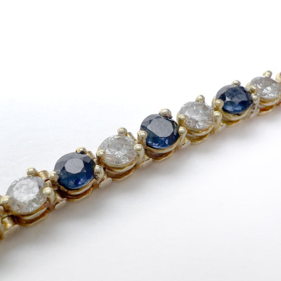 Diamond and Sapphire Gold Tennis Bracelet