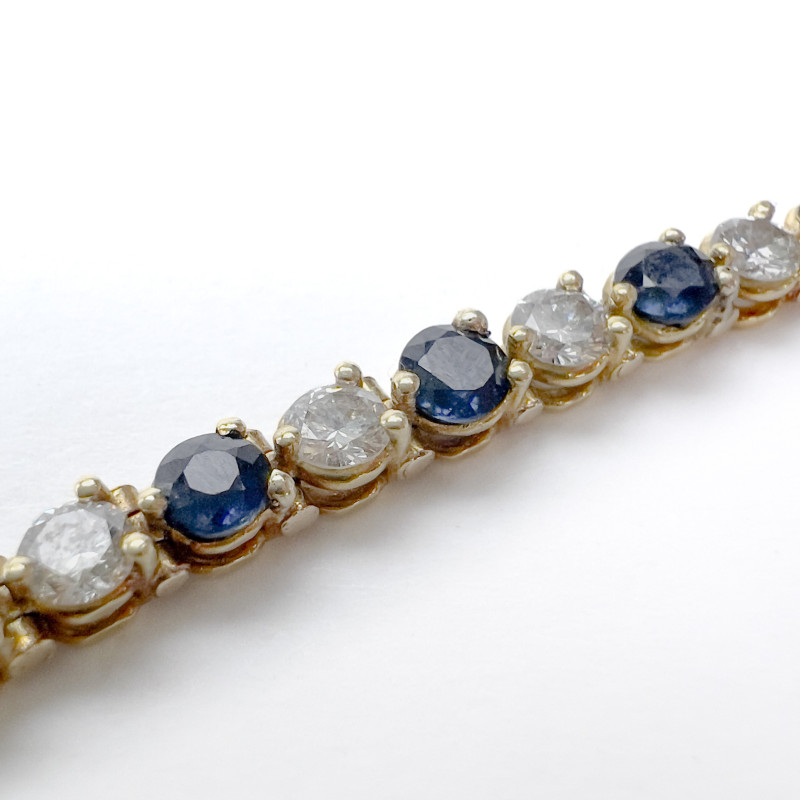 Diamond and Sapphire Gold Tennis Bracelet