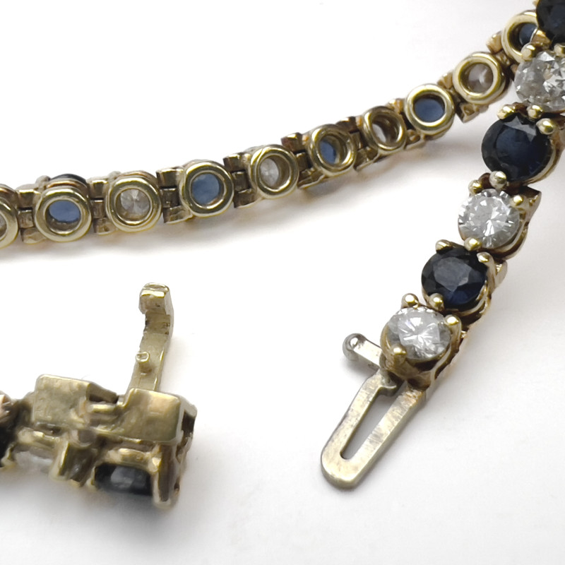Diamond and Sapphire Gold Tennis Bracelet