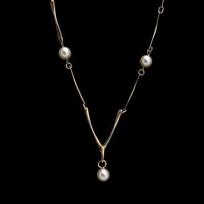 Gold and Pearl Station Necklace