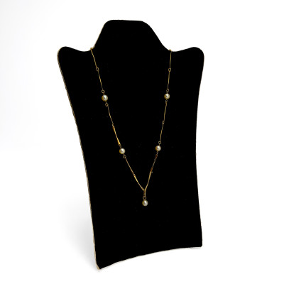 Gold and Pearl Station Necklace