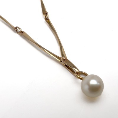 Gold and Pearl Station Necklace