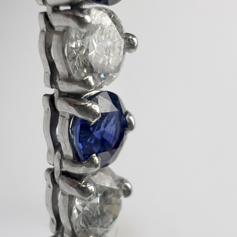 Diamond and Sapphire Balestra Italy Gold Necklace and Earring Set