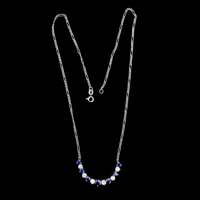 Diamond and Sapphire Balestra Italy Gold Necklace and Earring Set