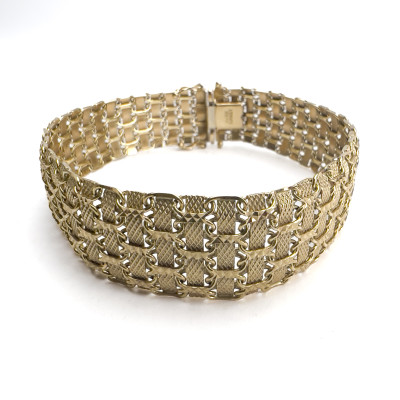 Image for Lot Fancy Link Gold Wide Weave Bracelet