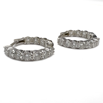 Image for Lot Gold Diamond Hoop Earrings