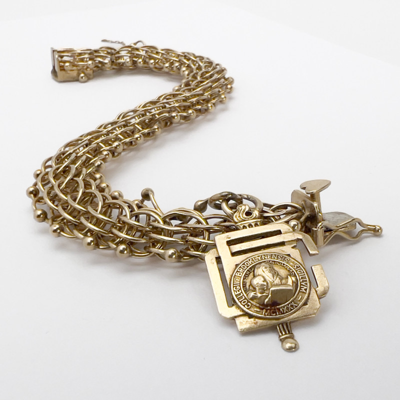 Fancy Gold Chain Bracelet with Charm