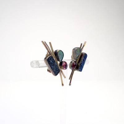 Jennifer Kalled - Opal, Tourmaline and Quartz Gold Earrings