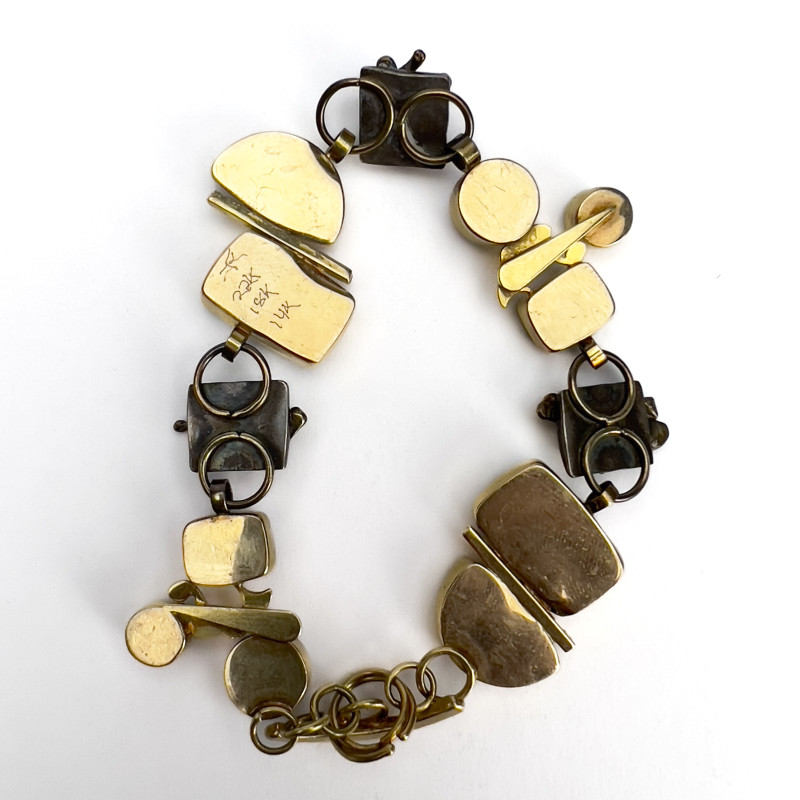 Jennifer Kalled - Opal, Quartz, Pearl, and Garnet Gold Link Bracelet