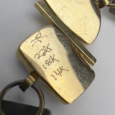 Jennifer Kalled - Opal, Quartz, Pearl, and Garnet Gold Link Bracelet