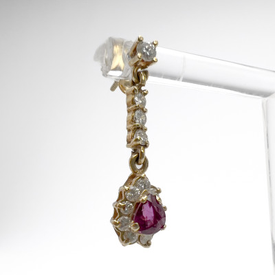 Gold and Ruby Necklace and Drop Earring Set