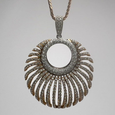 Image for Lot Gold and Pave Diamond Openwork Pendant Necklace