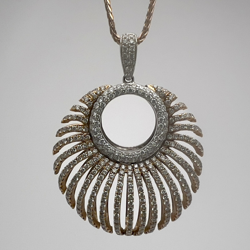 Gold and Pave Diamond Openwork Pendant Necklace