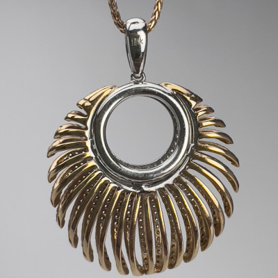 Gold and Pave Diamond Openwork Pendant Necklace