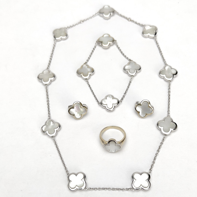 White Gold Quatrefoil Parure