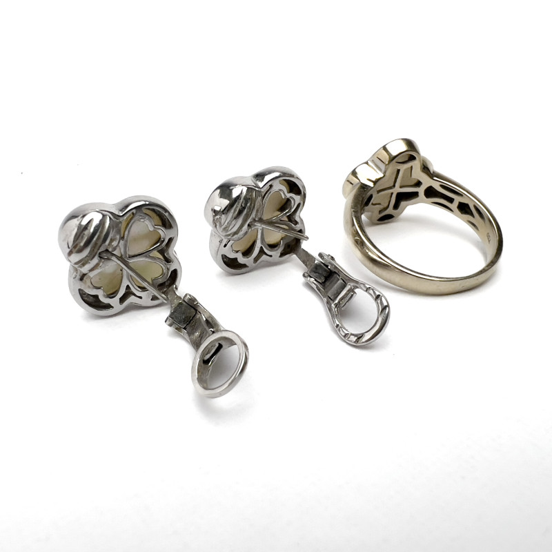 White Gold Quatrefoil Parure