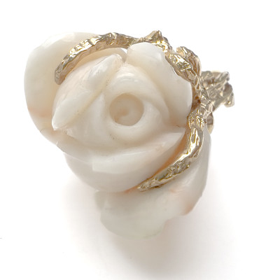 Carved Coral Rose Gold Cocktail Ring