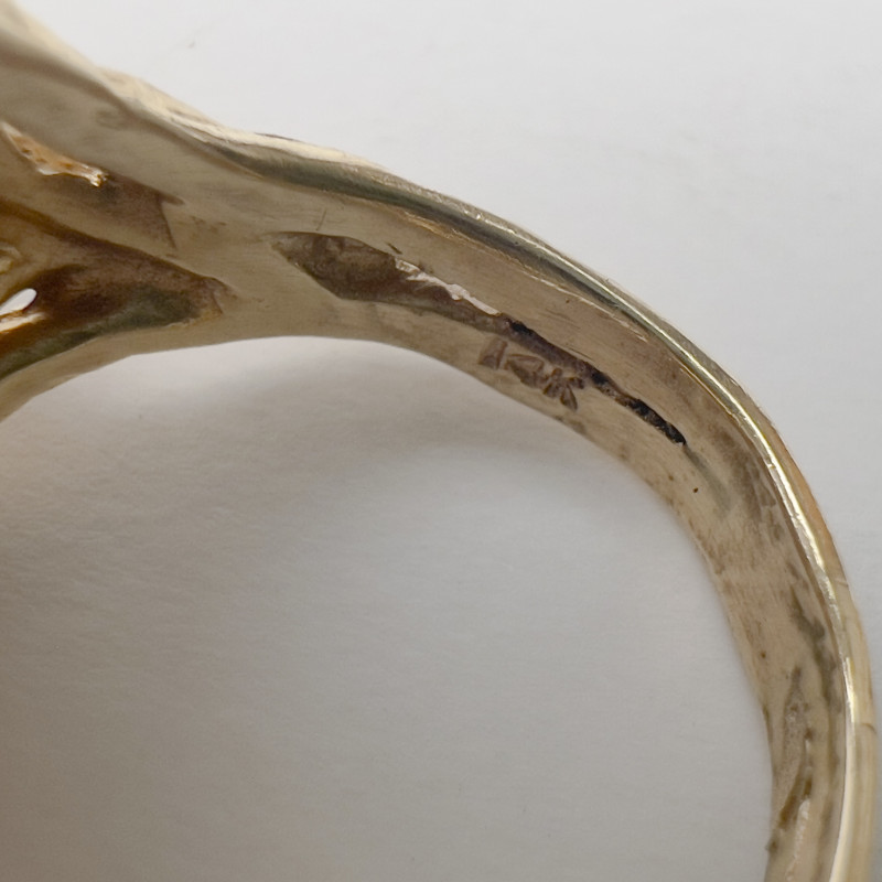 Carved Coral Rose Gold Cocktail Ring