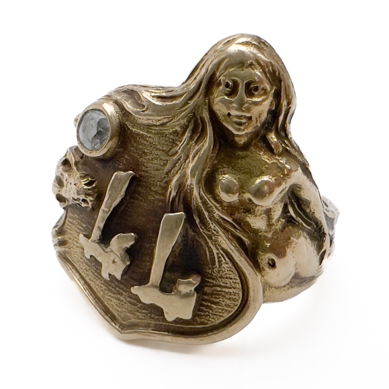 Gold and Diamond Alligator Mermaid Ring