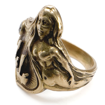 Gold and Diamond Alligator Mermaid Ring