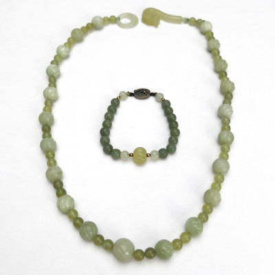 Image for Lot Jade Bracelet and Necklace