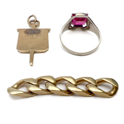 Gold Ring, Link, and Charm