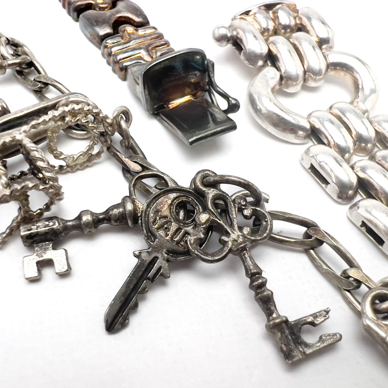 Silver Necklaces and Bracelets, Group of 9