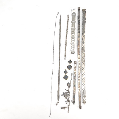 Silver Necklaces and Bracelets, Group of 9
