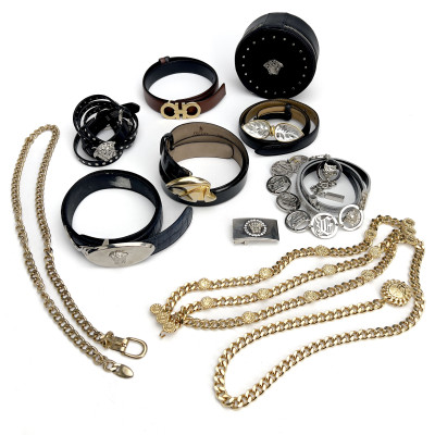 Image for Lot Versace, Ferragamo, Lalique, and Others - Designer Belts, Group of 8