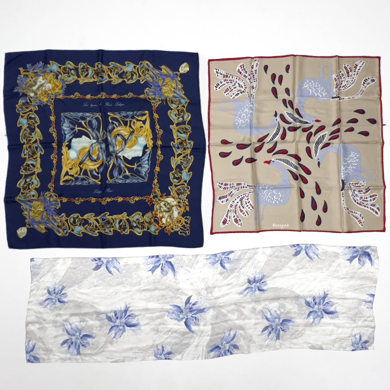 Cartier, Ferragamo, Valentino &amp; Others - Designer Silk Scarves, Group of 5