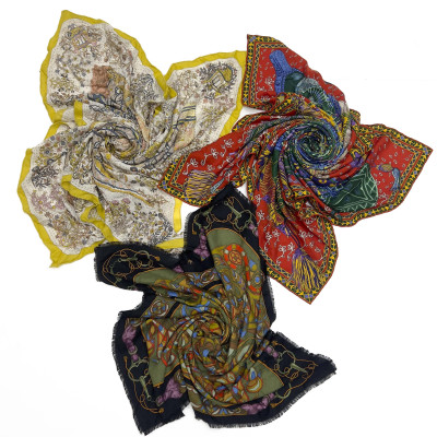 Image for Lot Hermès - Cashmere and Silk Scarves, Group of 3
