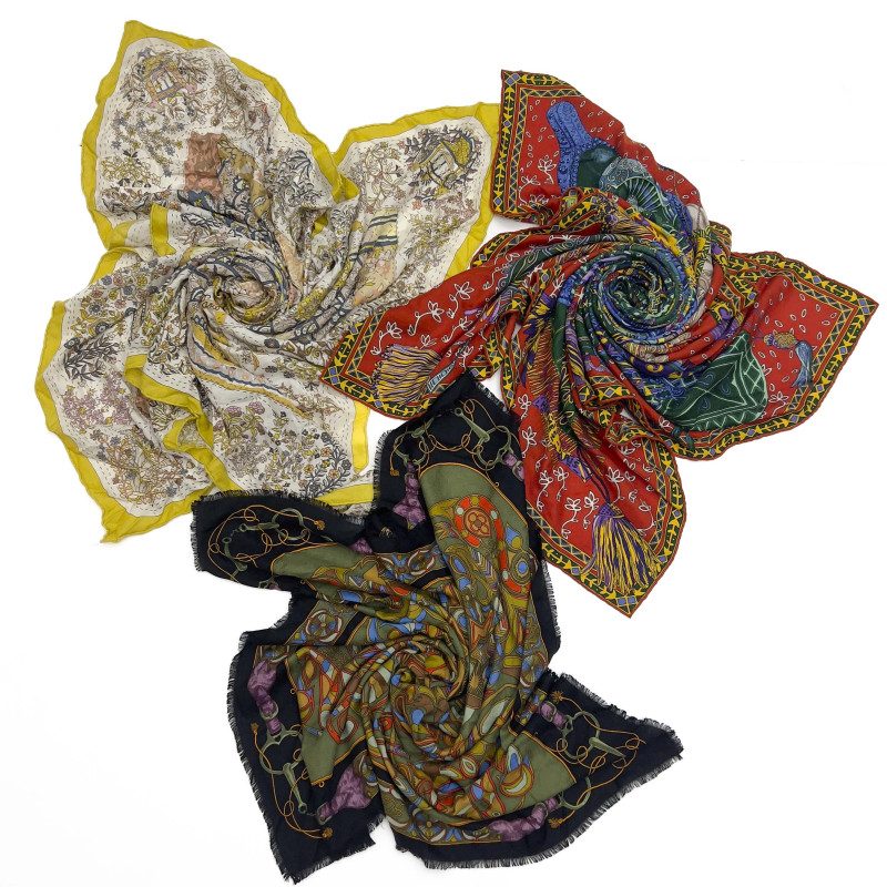 Hermès - Cashmere and Silk Scarves, Group of 3
