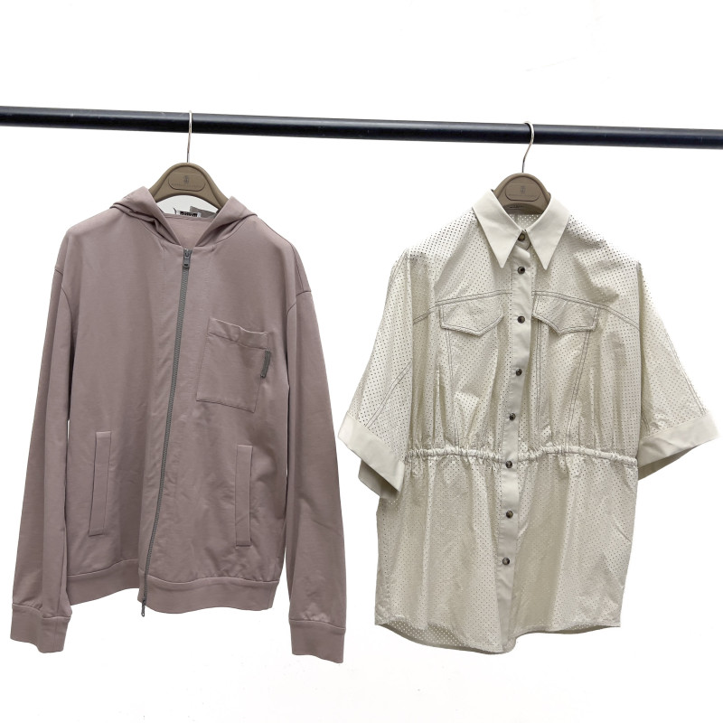 Brunello Cucinelli - Zip Up Jacket and Perforated Shirt
