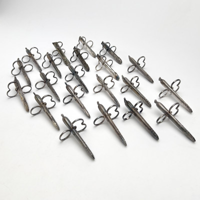 Christofle and Broggi Silver Asparagus Tongs, Group of 21