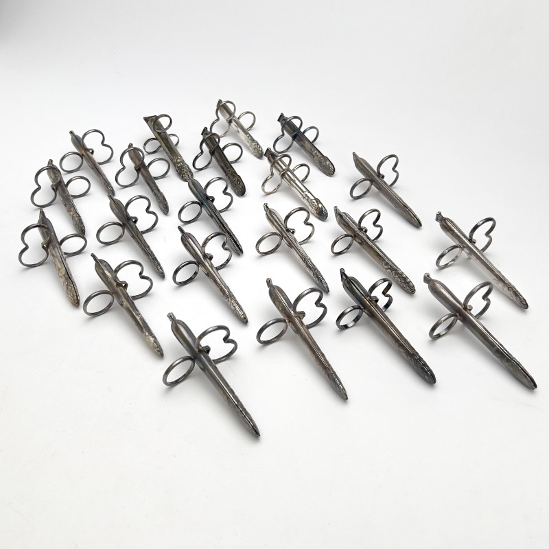 Christofle and Broggi Silver Asparagus Tongs, Group of 21