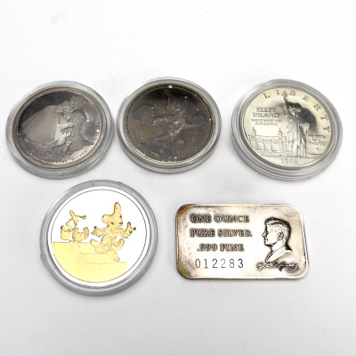 Image for Lot Five Silver Coins including Disney Commemoratives