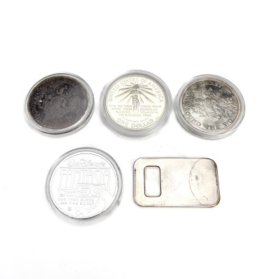 Five Silver Coins including Disney Commemoratives