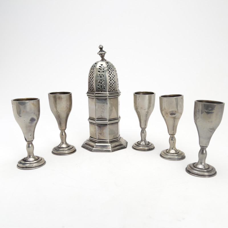 Silver Sugar Caster and Cordials